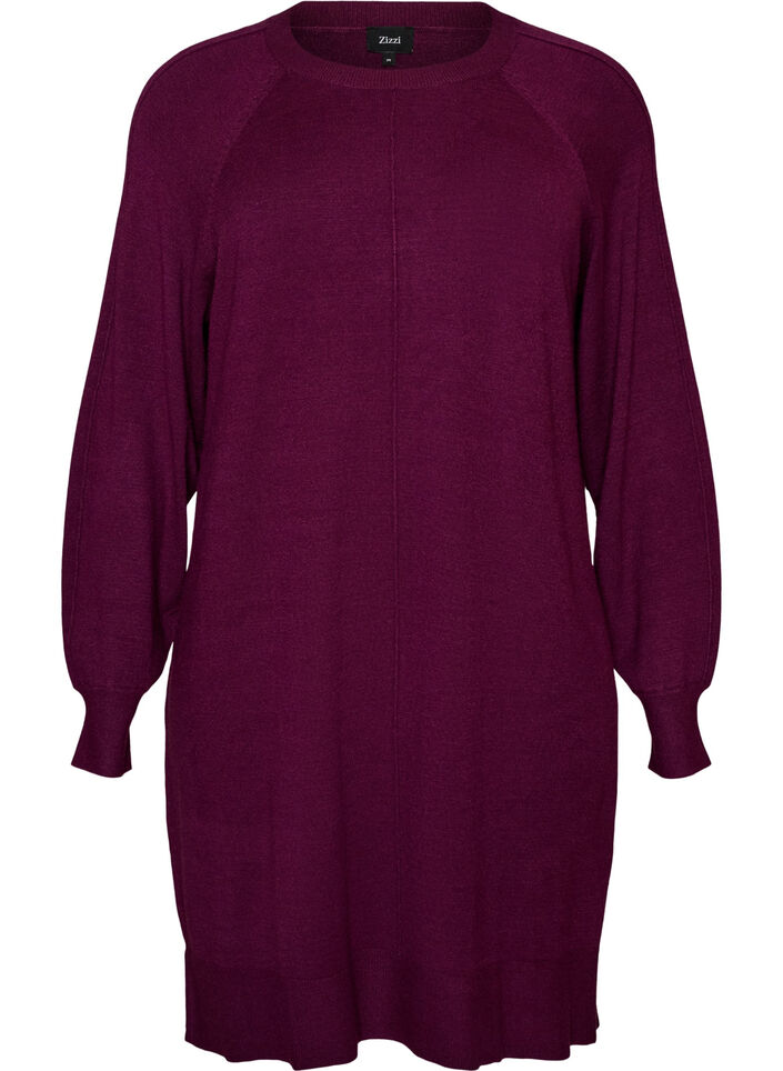Strickkleid mit Raglan&auml;rmeln und Mittelnaht, Rot, Packshot image number 0