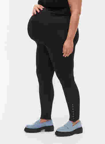 Schwangerschaftsleggings aus Viskose mit Knöpfen, Black, Model image number 2