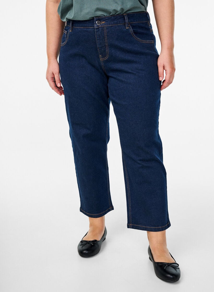 Gek&uuml;rzte Vera Jeans mit geradem Bein, Blau, Model image number 2