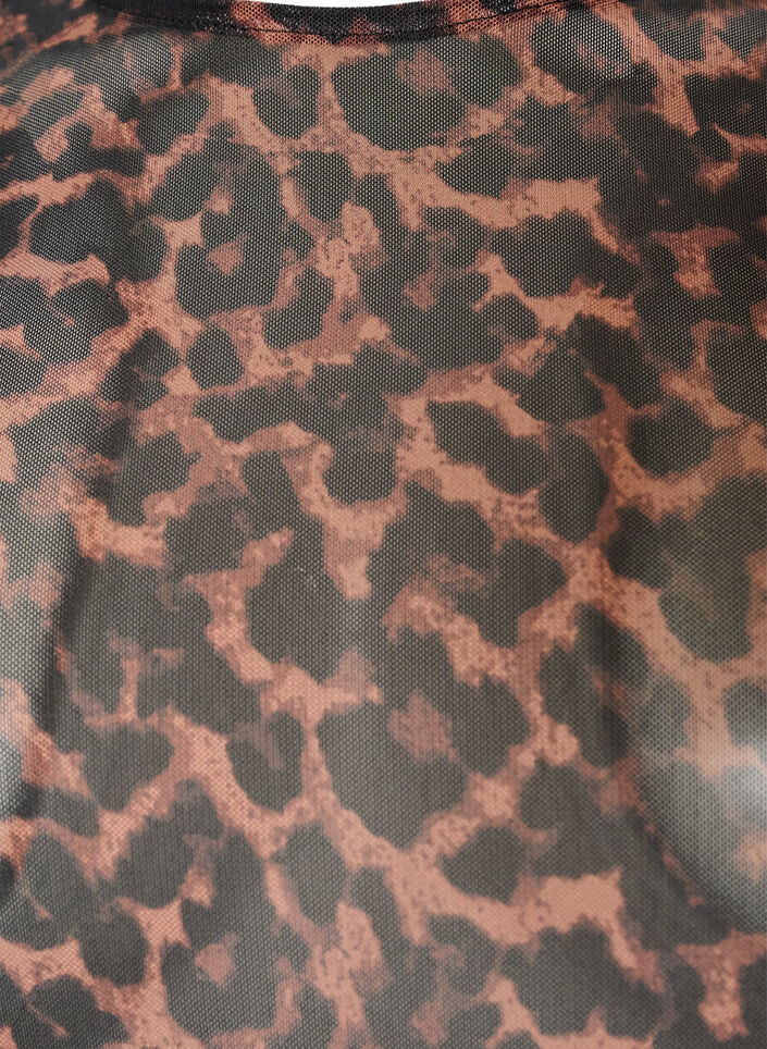 Bluse aus Mesh mit Print, Braun, Packshot image number 2
