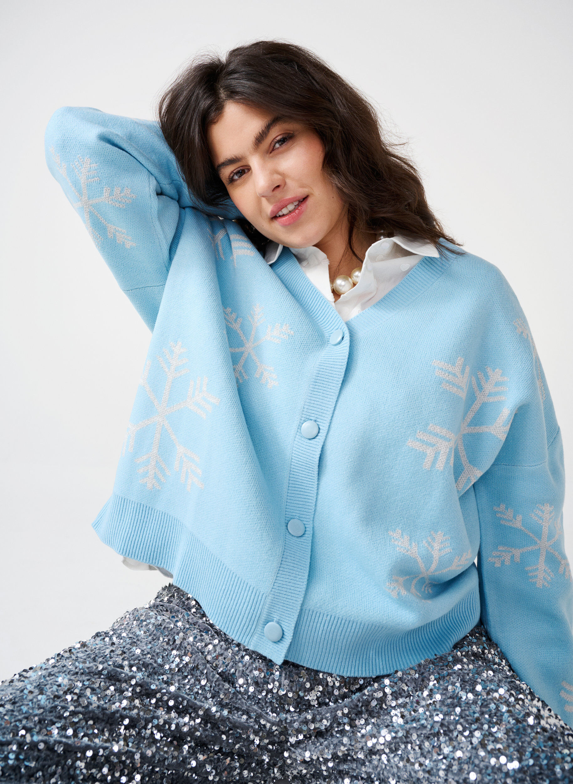 ZizziWeihnachtscardigan aus Strick, Cerulean Comb, Image image number 0