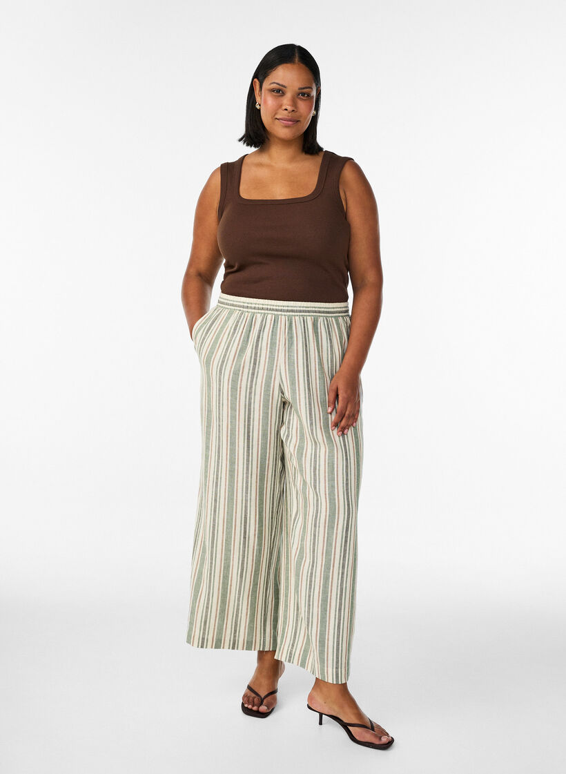 Ripp-Top mit eckigem Ausschnitt, Braun, Model image number 1
