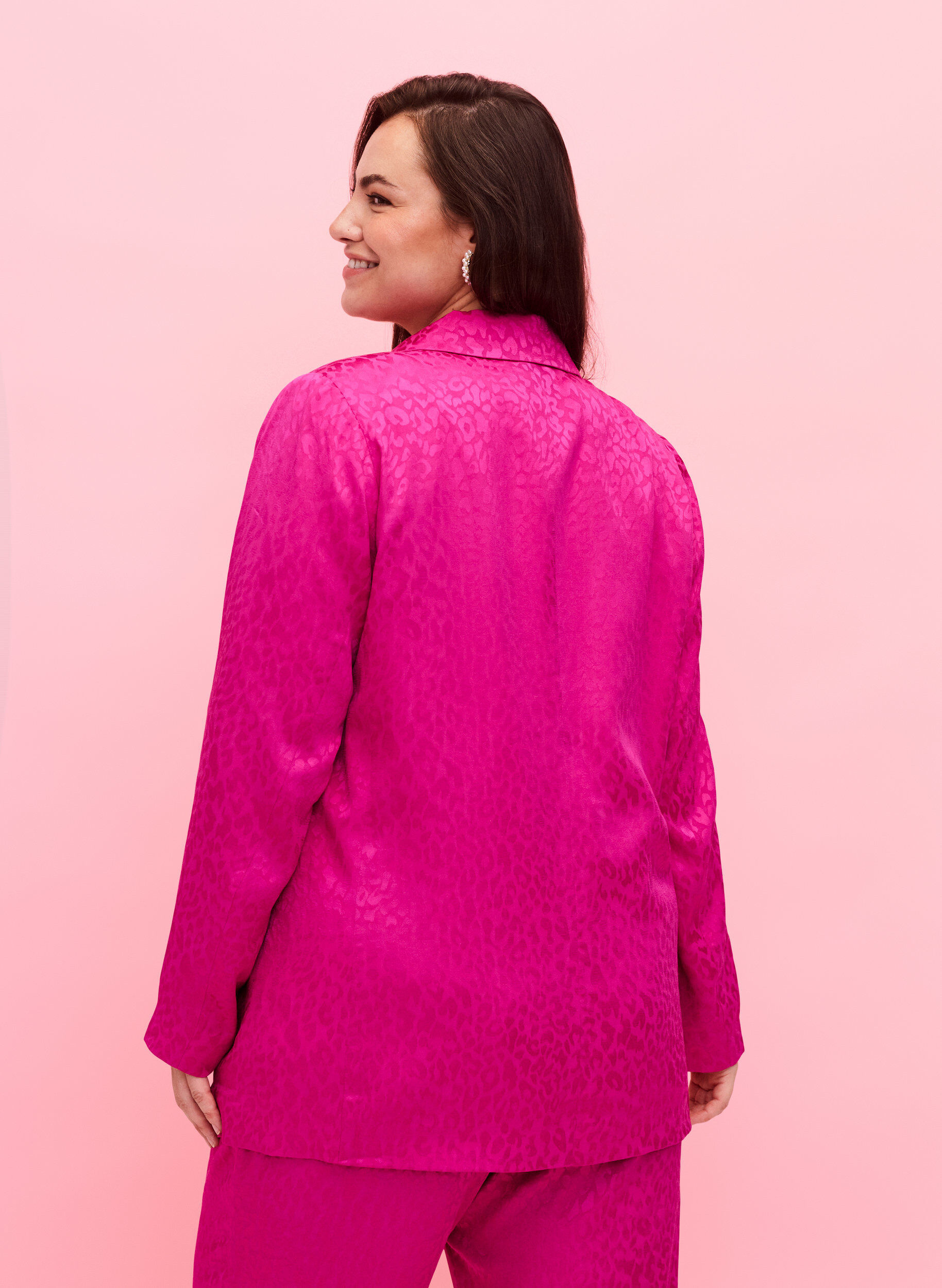 ZizziTon-in-Ton-Jacquard-Blazer aus Viskose, Rose Violet, Model image number 1