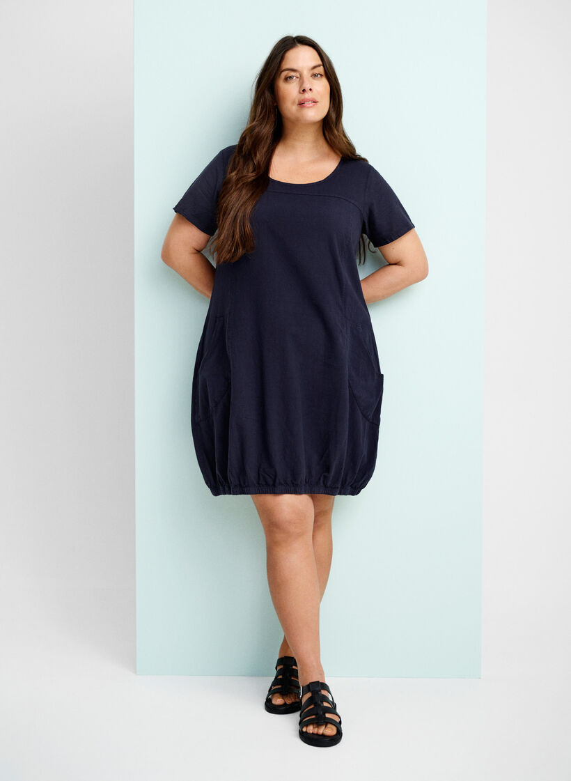 Kurzarm Kleid aus Baumwolle, Blau, Image image number 0