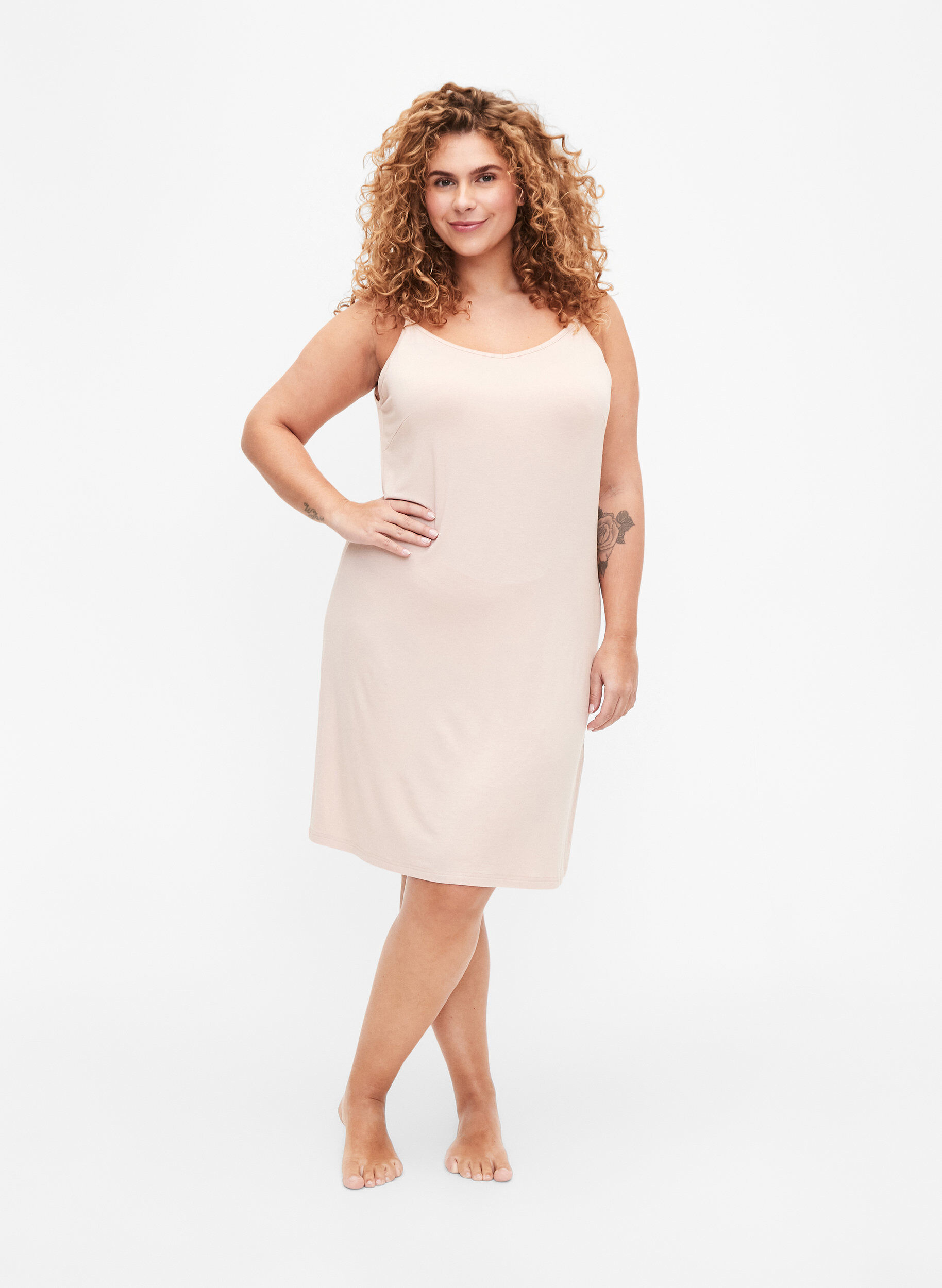 ZizziEinfarbiges Unterkleid aus Viskose, Vanille, Model image number 1