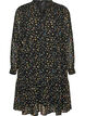 Kleid mit Allover-Muster und einer Volantlage, Schwarz, Packshot image number 0