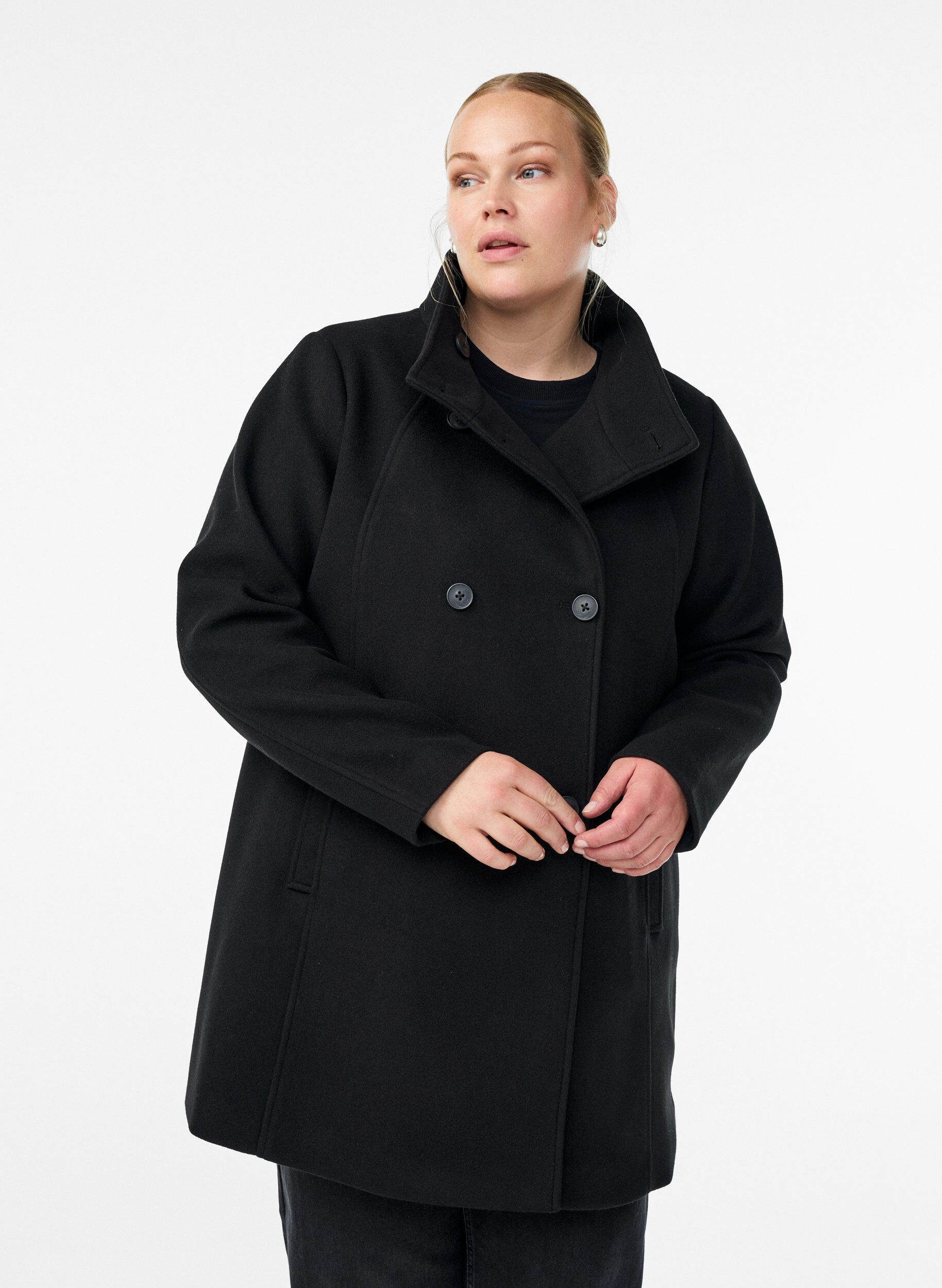 ZizziKurzmantel in A-Linie, Schwarz, Model image number 0
