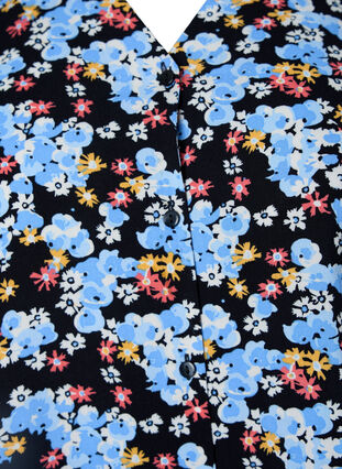 Bedrucktes Pyjama-Oberteil aus Viskose, Black Blue Flower, Packshot image number 2