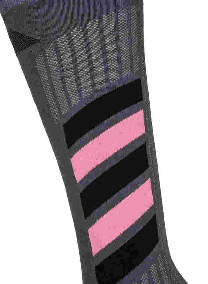 Skistrümpfe aus Baumwolle, Dark Grey/Sea Pink, Packshot image number 2