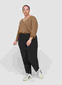 Cropped Hose aus Baumwolle, Black, Model