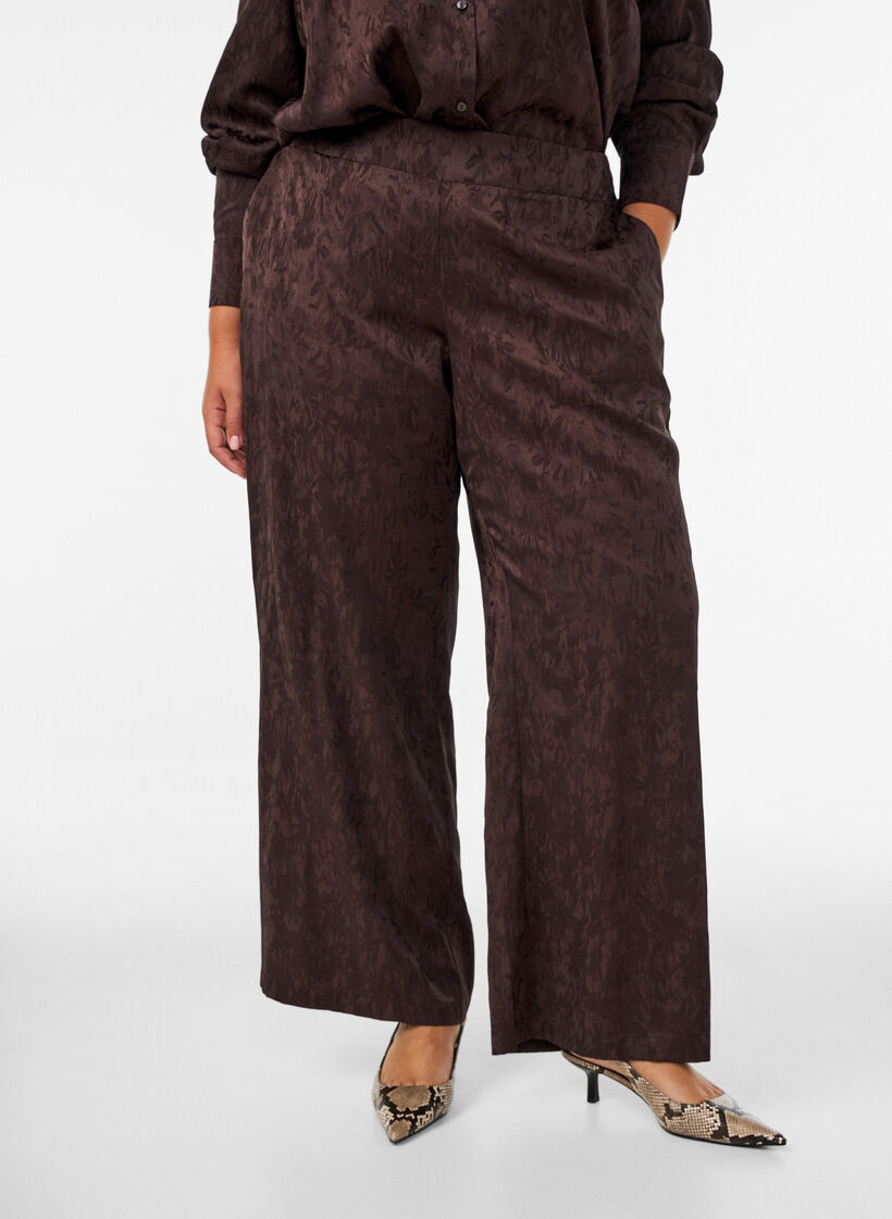 Weite Hose mit Paisleymuster und hoher Taille, Braun, Model image number 2