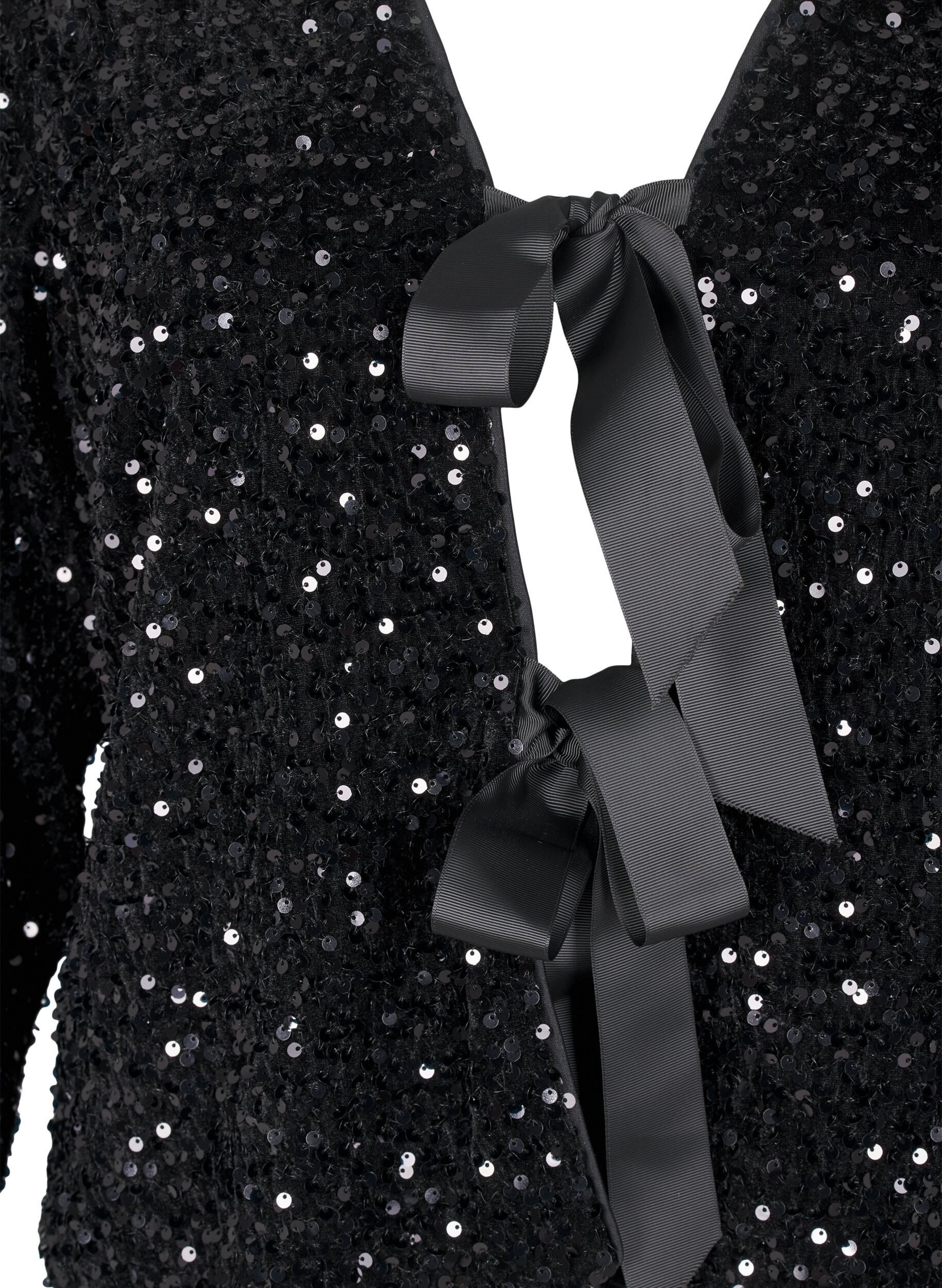 ZizziPaillettenbluse mit Bindedetails, Black, Packshot image number 2