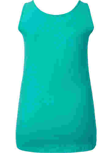 Einfarbiges basic Top aus Baumwolle, Aqua Green, Packshot image number 1