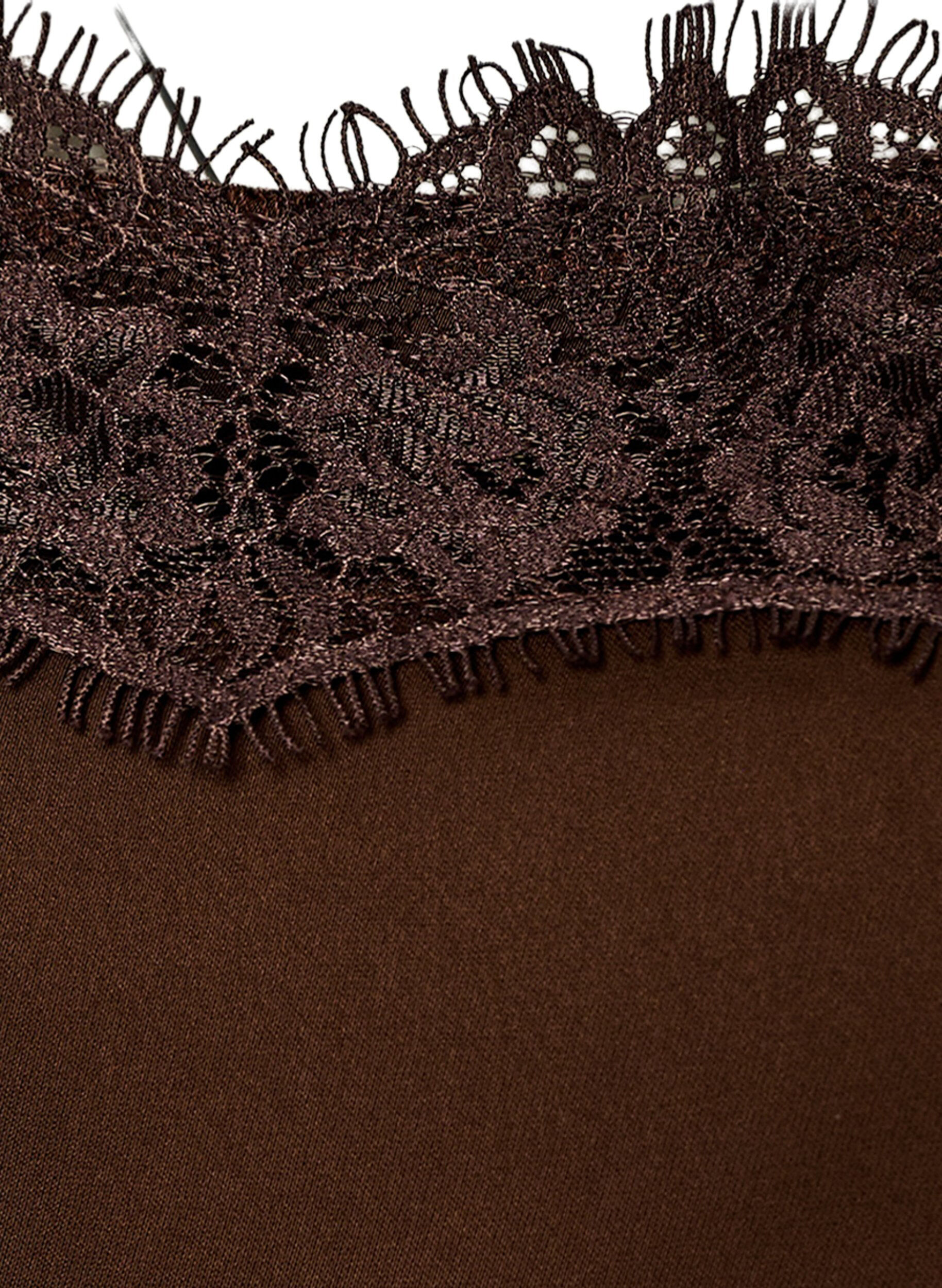 ZizziLanges Top aus Satin mit Spitzen, Braun, Packshot image number 2