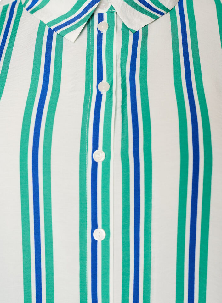 Gestreifte Bluse aus Viskose mit kurzen &Auml;rmeln, Vanille, Packshot image number 2