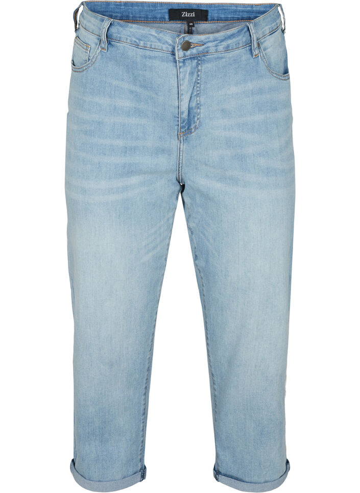 Hochgekrempelte 7/8-Jeans mit hoher Taille, Blau, Packshot image number 0