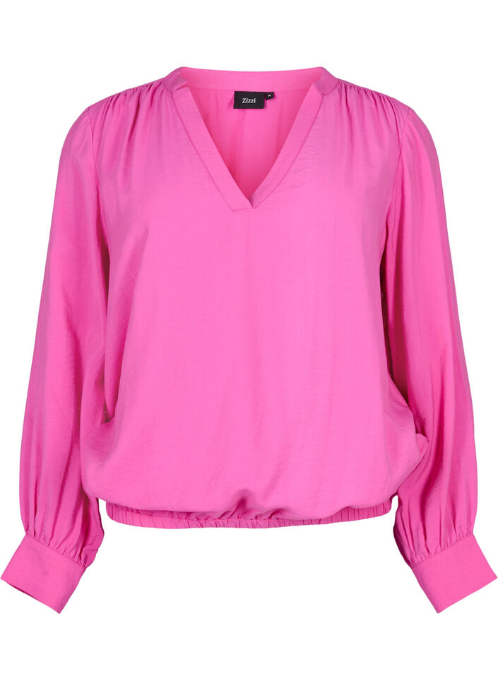 Viskosebluse mit V-Ausschnitt, Raspberry Rose, Packshot image number 0