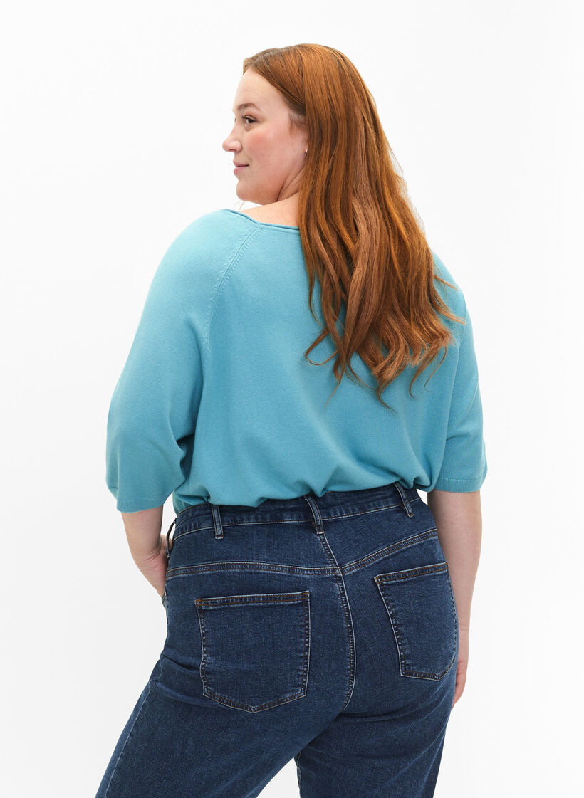 Strickbluse aus Viskose mit 3/4-Ärmeln, Reef Waters, Model image number 1