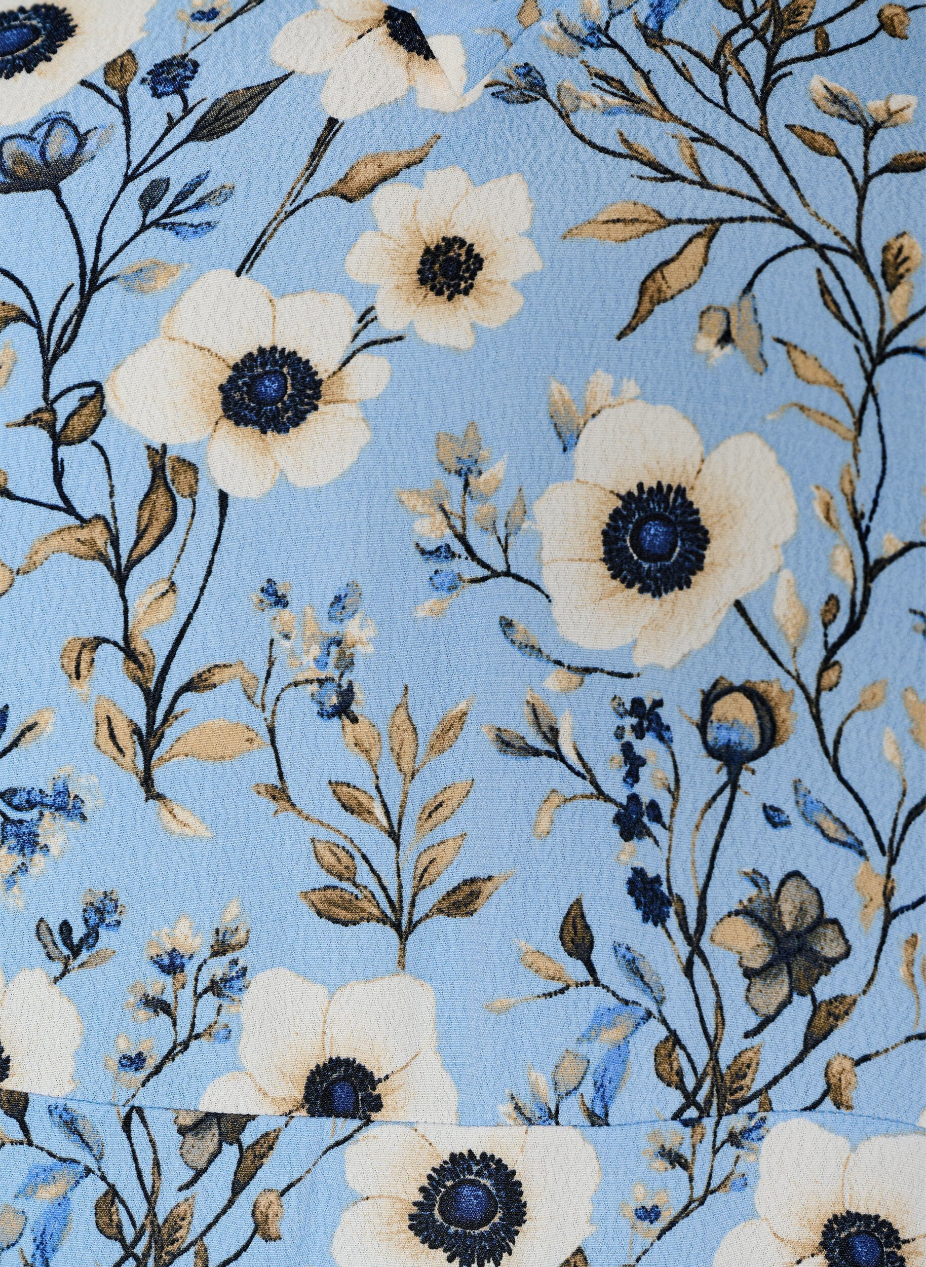 ZizziKurzes Kleid mit Blumendruck, Blau, Packshot image number 2