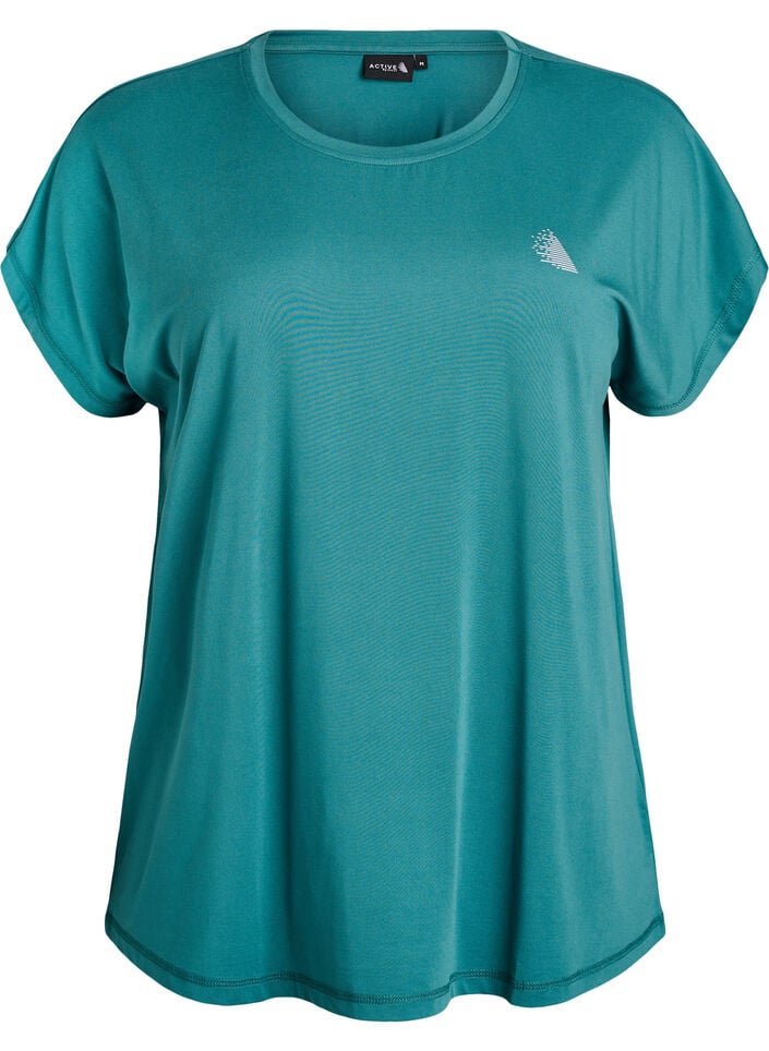 Einfarbiges Trainings-T-Shirt, Petrol, Packshot image number 0