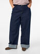Straight-Fit-Jeans mit weitem Bein und Umschlag, Blau, Model image number 2