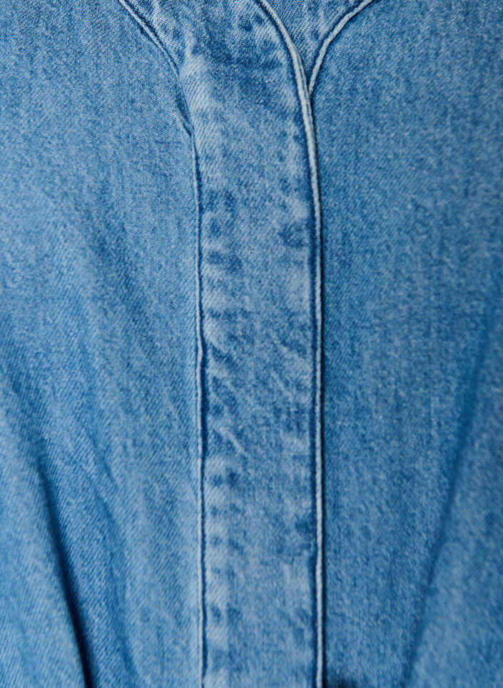 Jeanskleid mit V-Ausschnitt und Bindeg&uuml;rtel, Blau, Packshot image number 2