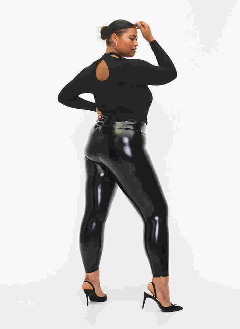 Wetlook Leggings, Black Shiny, Model image number 1