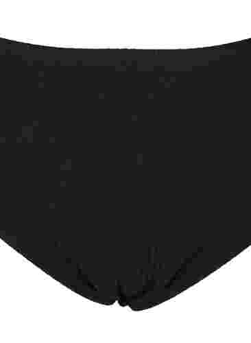 Hochtaillierte Bikini-Hose mit Crêpe-Struktur, Black, Packshot image number 2