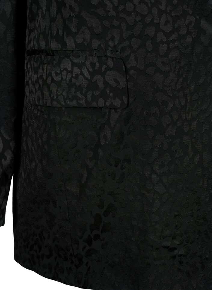 Ton-in-Ton-Jacquard-Blazer aus Viskose, Black, Packshot image number 3