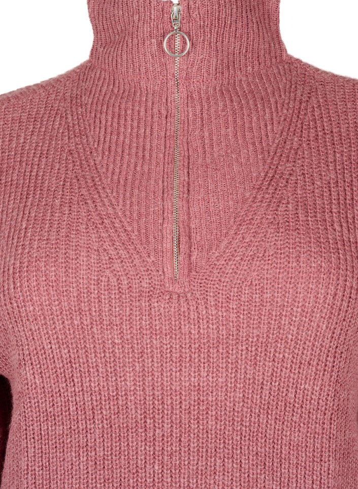 Strickpullover mit hohem Kragen und Rei&szlig;verschluss, Rot, Packshot image number 2