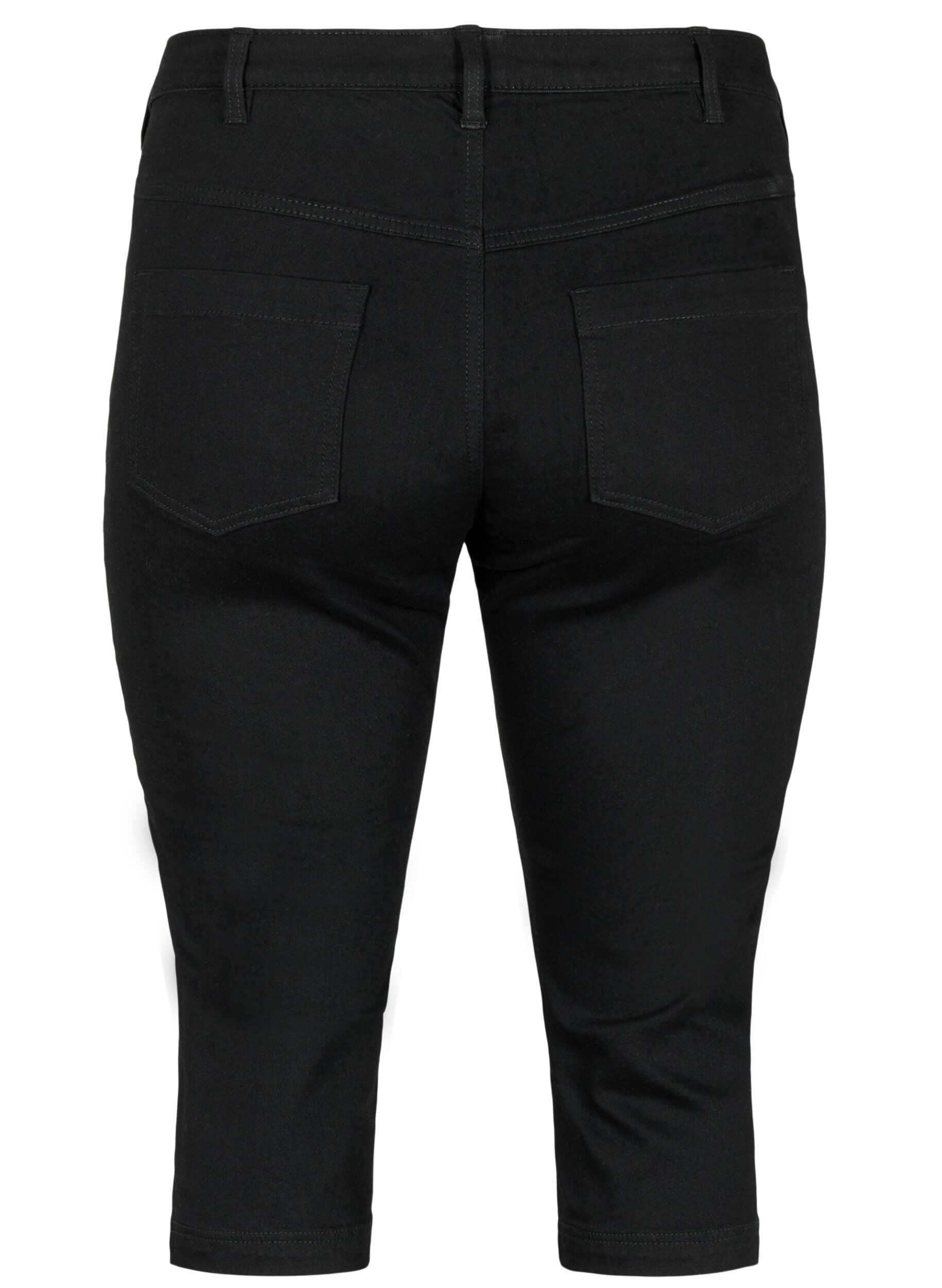ZizziEmily Schmale Passform Denim-Caprihose, Black, Packshot image number 1