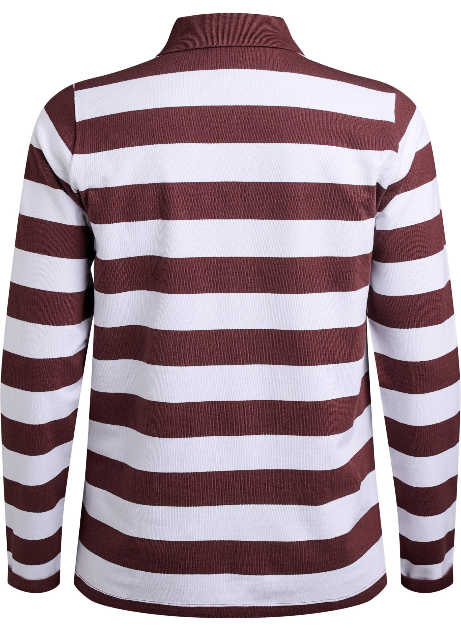 ZizziPoloshirt mit langen &Auml;rmeln und Streifenmuster, Dunkles Bordeaux, Packshot image number 1