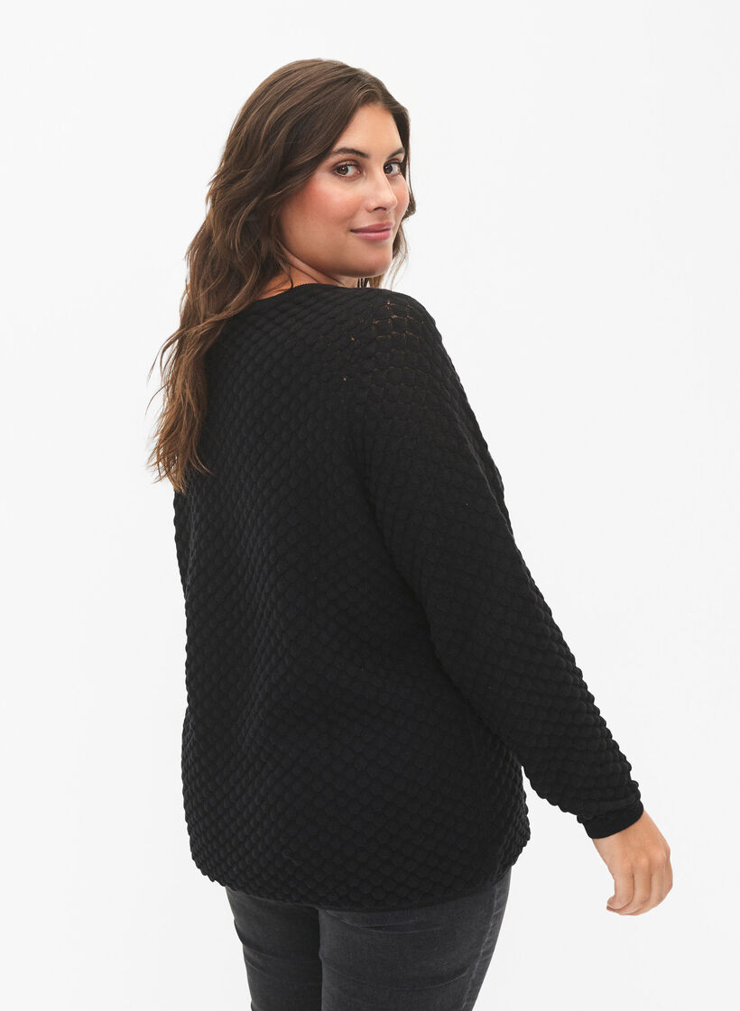 Pullover mit Strukturmuster aus Bio-Baumwolle	, Black, Model image number 1