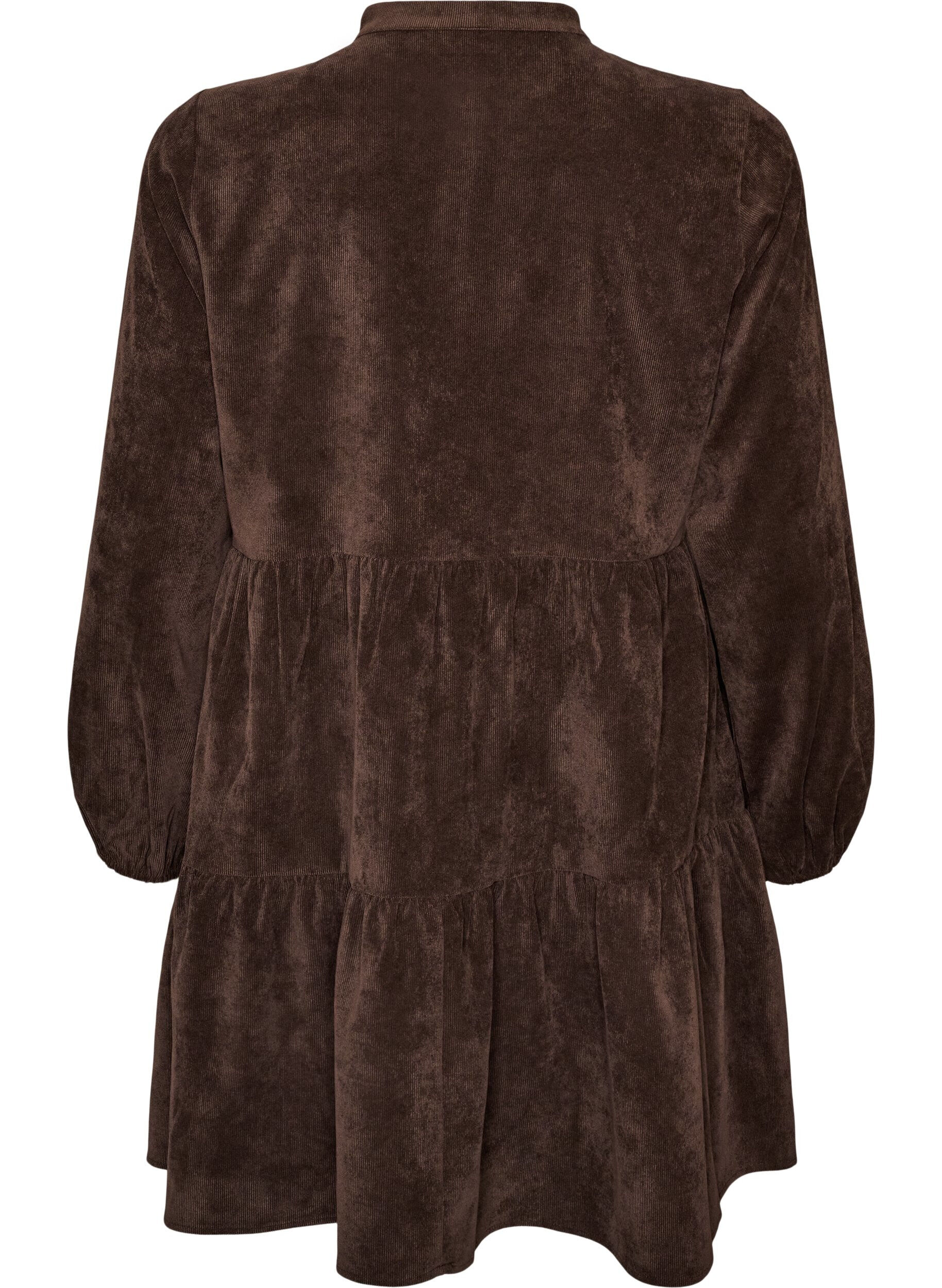 ZizziCordkleid in A-Linie mit Stehkragen, Braun, Packshot image number 1