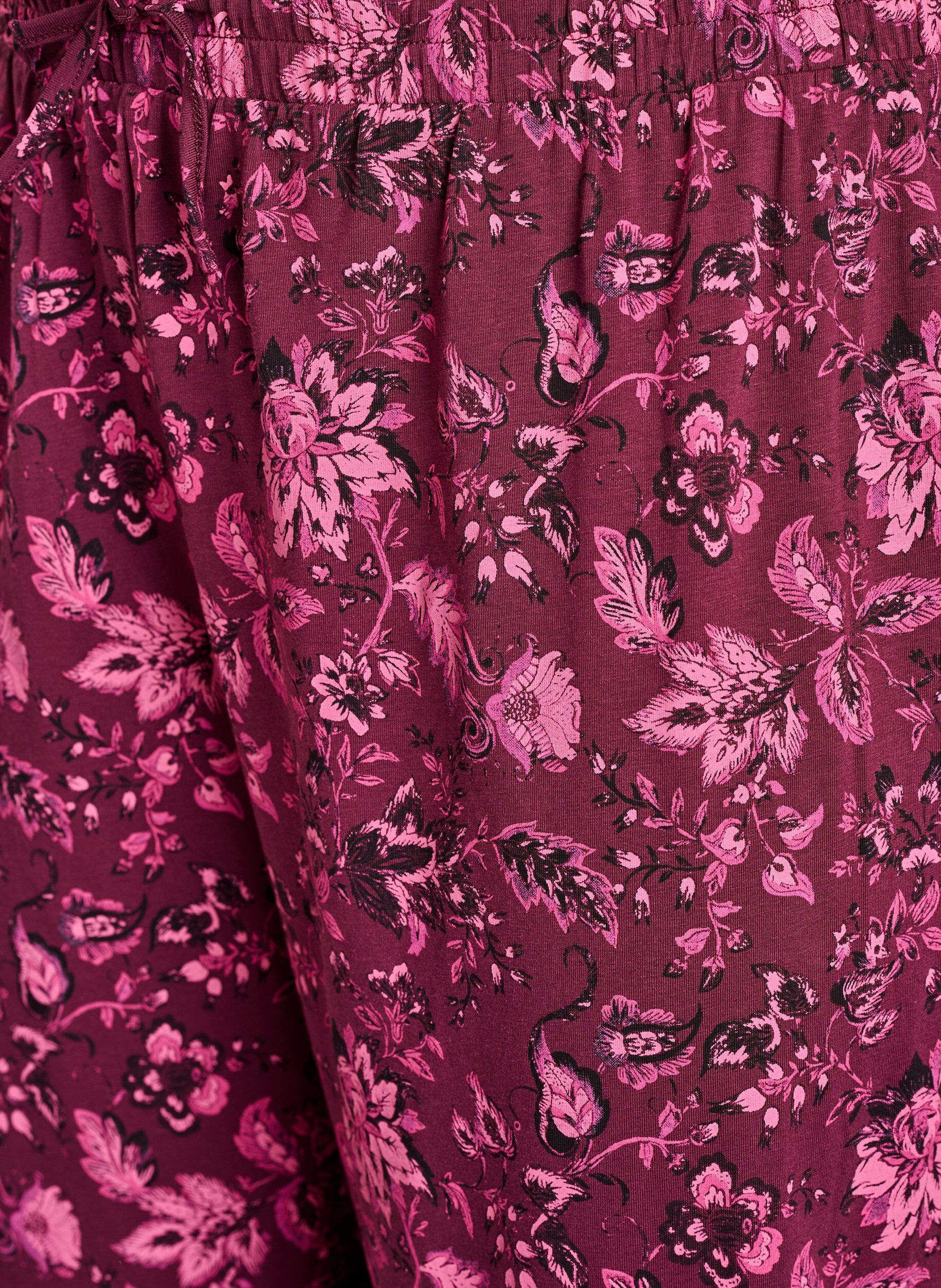 ZizziCotton Pyjamas Hose mit Druck, Dunkles Bordeaux, Packshot image number 2