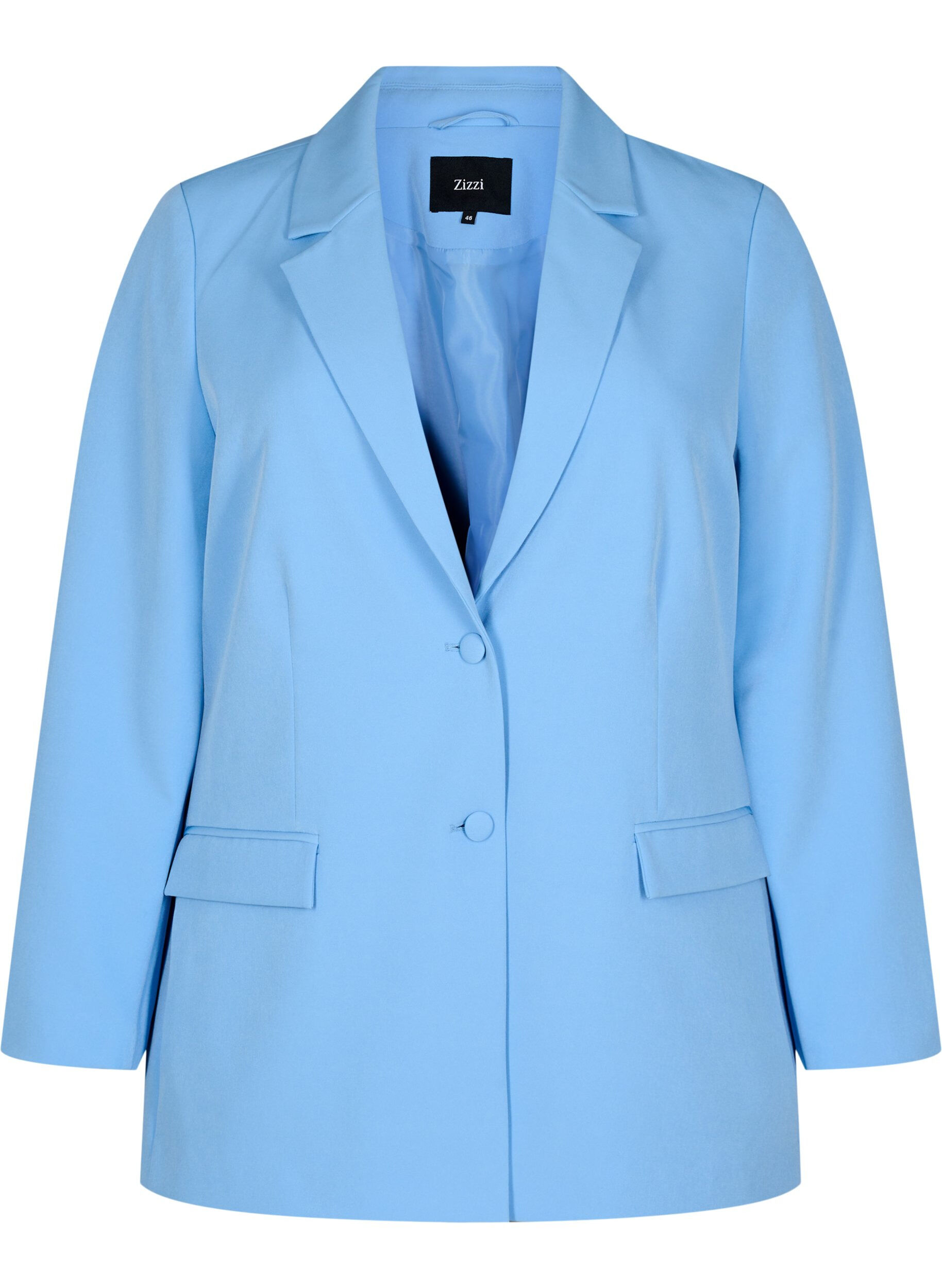 ZizziKlassischer Blazer mit Knopfverschluss, Blau, Packshot image number 0