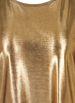 Shiny Bluse mit 3/4-Puffärmeln, Gold, Packshot image number 2