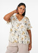 Bluse aus Leinen und Viskose mit V-Ausschnitt und Knopfverschluss, Wei&szlig;, Model image number 0
