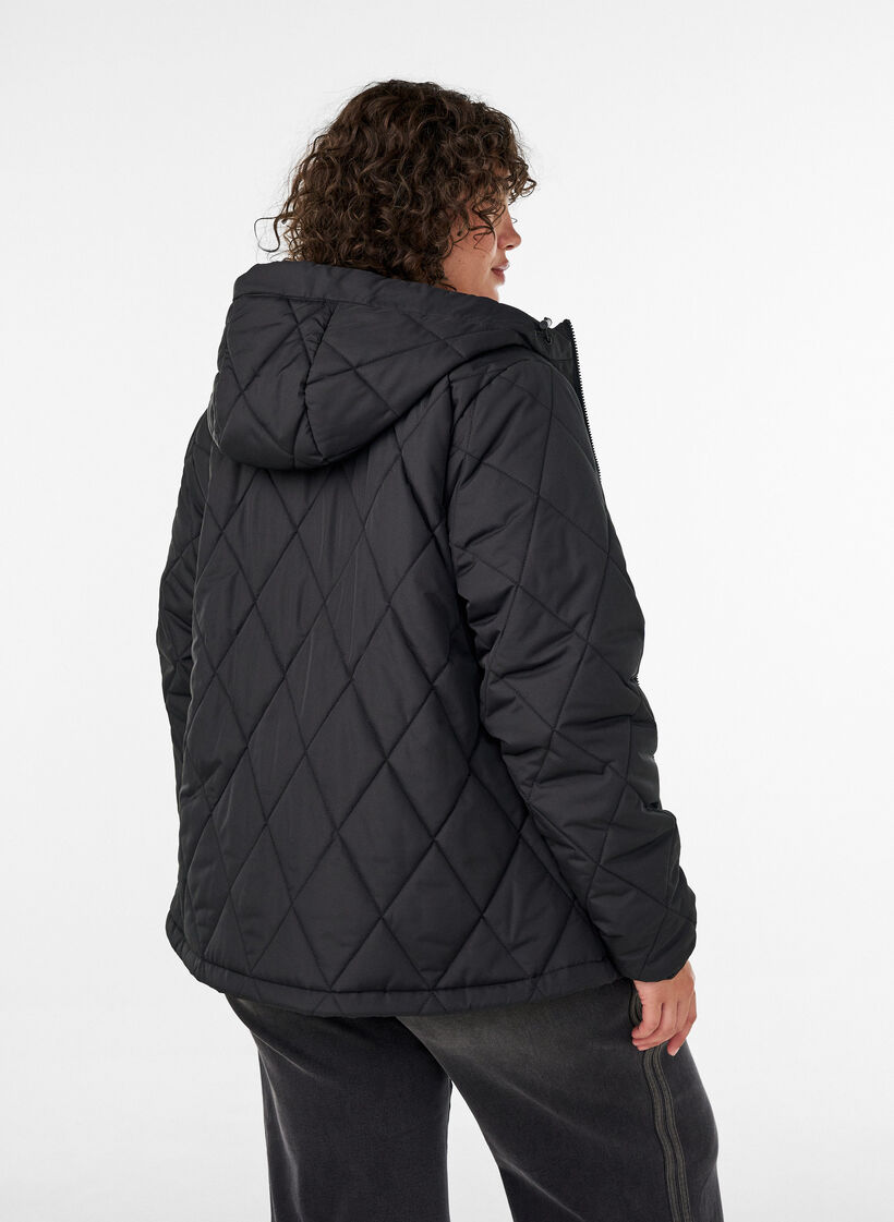 Leicht wattierte Jacke mit Rautensteppung, Schwarz, Model image number 2
