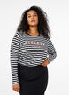 Geblümte Bluse mit Muster, White w.Black Stripe, Model image number 0