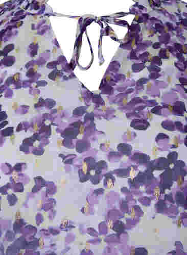Tunika mit Blumendruck und Lurex, Beige/Purple Flower, Packshot image number 2
