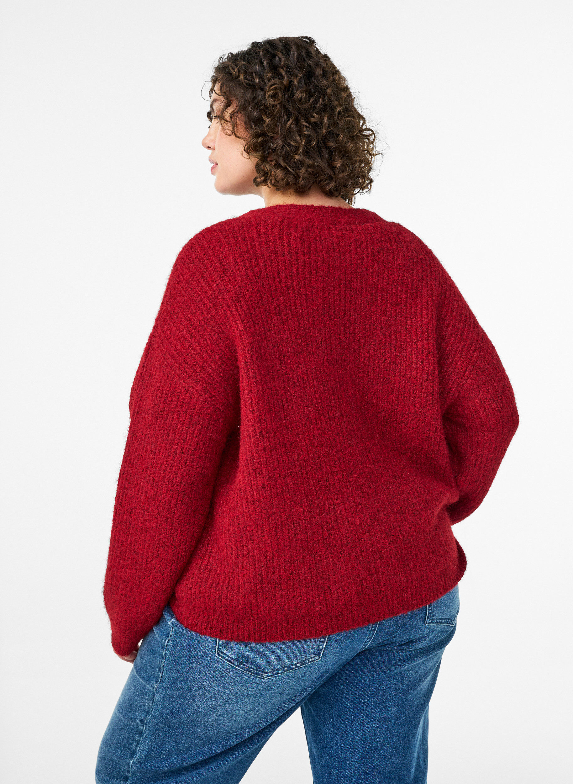 ZizziStrickjacke mit V-Ausschnitt, Rot, Model image number 2