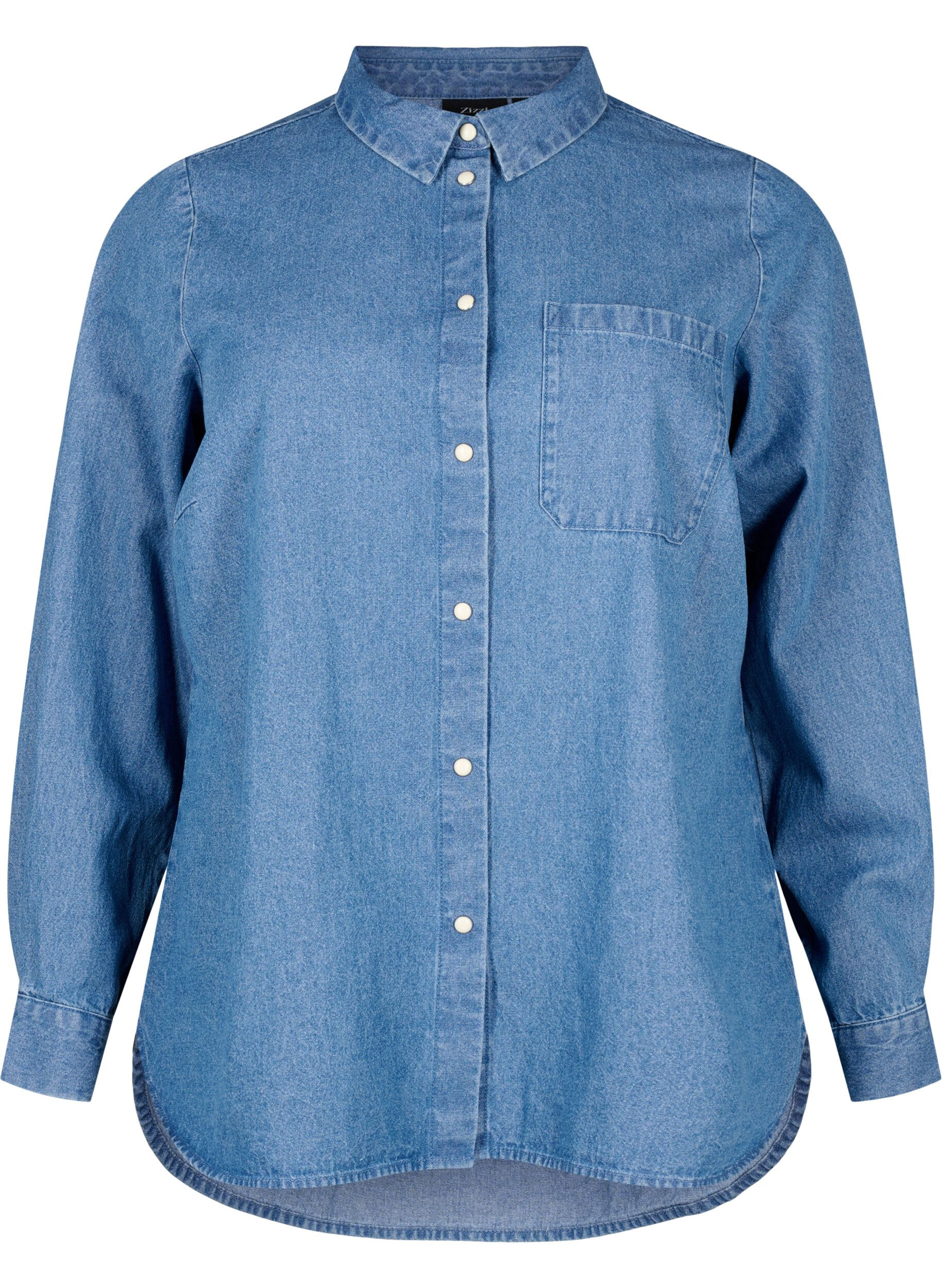ZizziLang&auml;rmeliges Jeanshemd mit Brusttasche, Light Blue Denim, Packshot image number 0