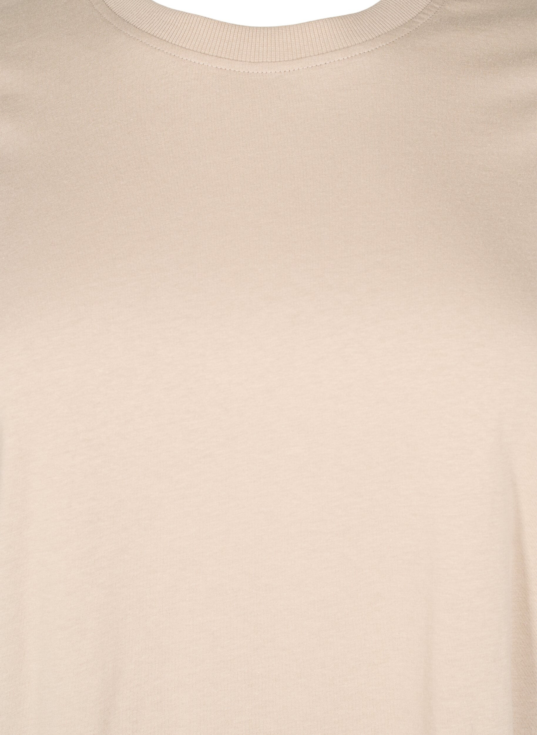 ZizziBasic-T-Shirt aus Baumwolle mit Rundhalsausschnitt, Beige, Packshot image number 2