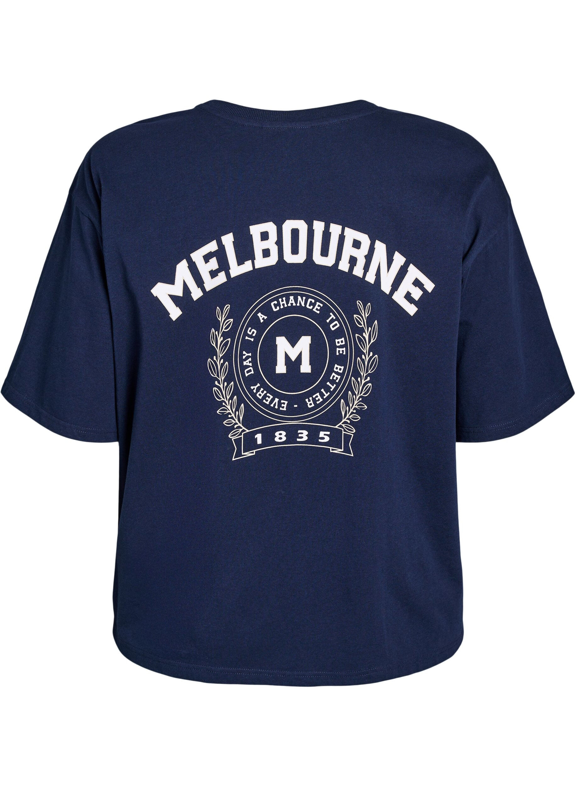 ZizziOversized T-Shirt mit R&uuml;ckenprint, Blau, Packshot image number 1