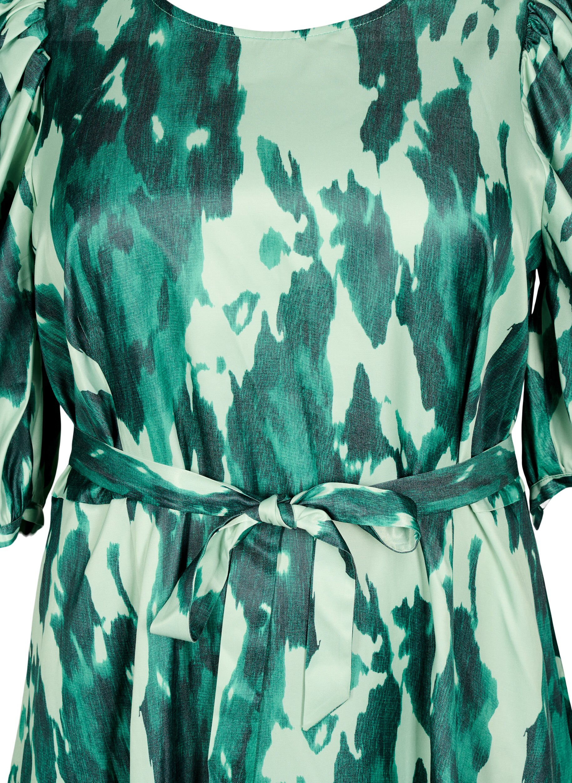 ZizziPartykleid mit kurzen &Auml;rmeln und Bindeg&uuml;rtel, Gr&uuml;n, Packshot image number 2