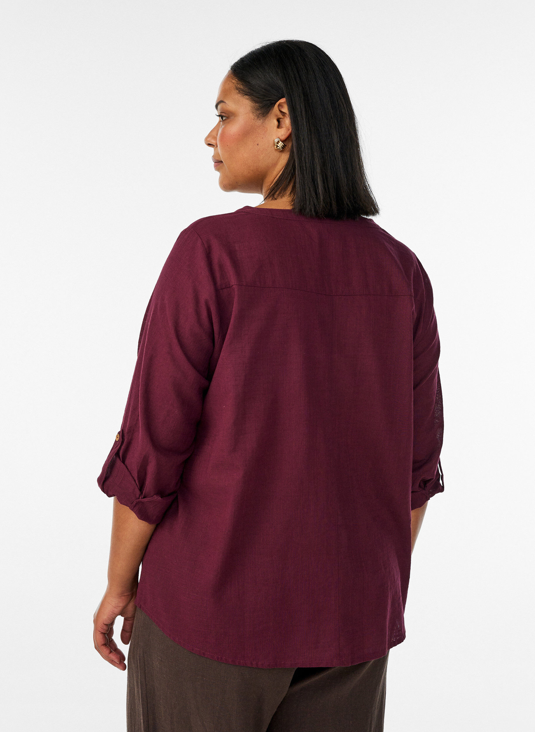 ZizziBaumwollbluse mit V-Ausschnitt, Rot, Model image number 2