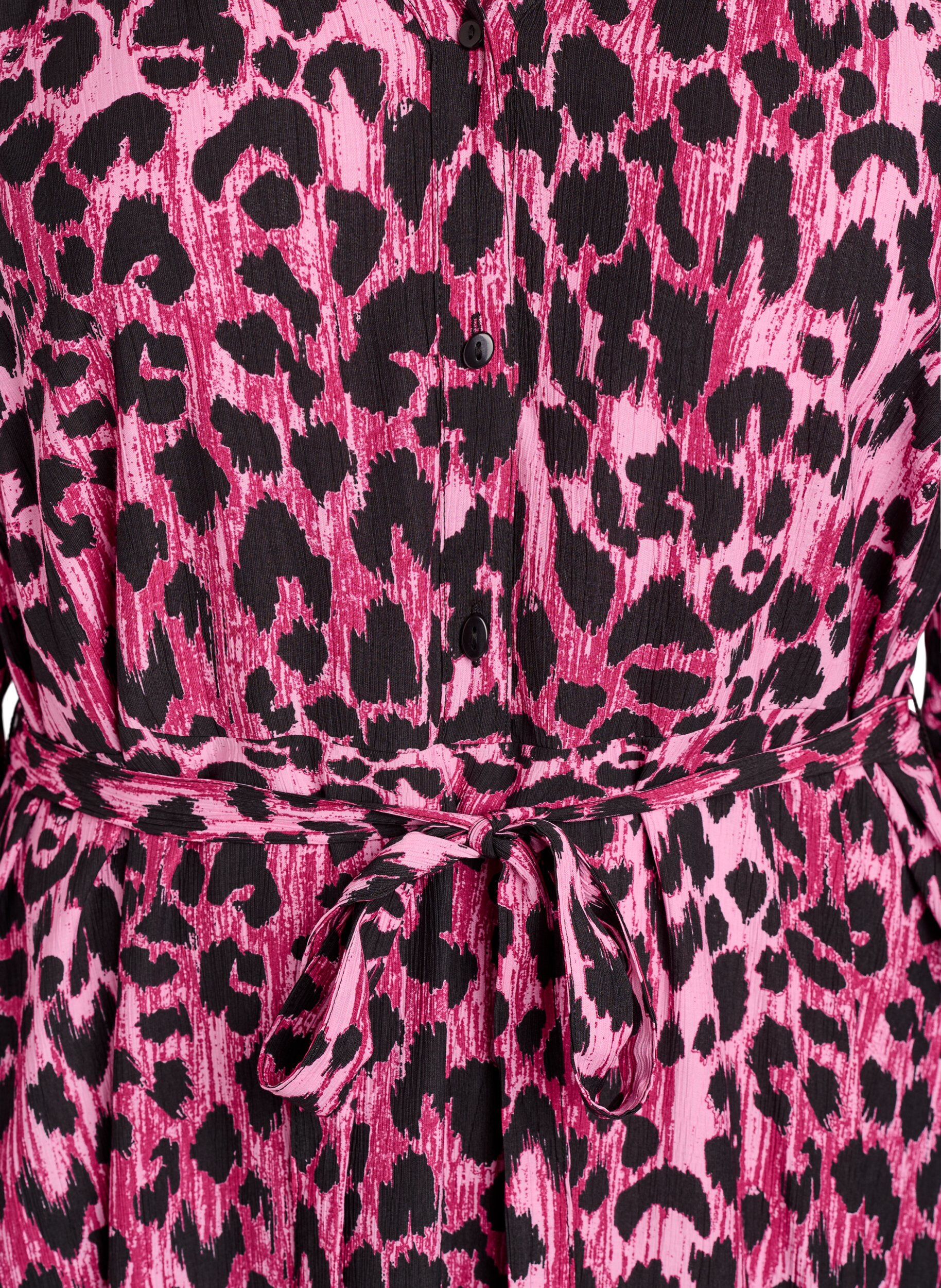 ZizziMidikleid mit Knopfleiste und Bindeg&uuml;rtel, Pink, Packshot image number 2