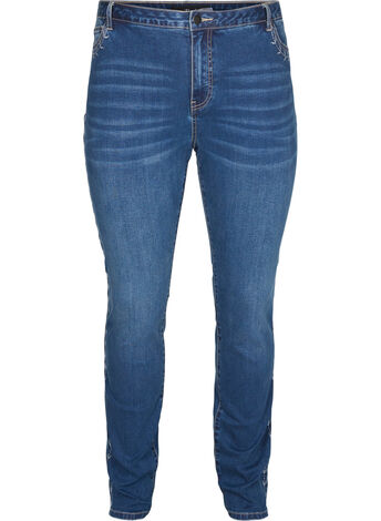 Nille Jeans mit hoher Taille und Stickerei