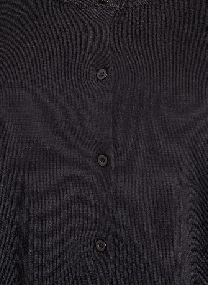 Feinstrick-Strickjacke mit Rundhalsausschnitt, Schwarz, Packshot image number 2